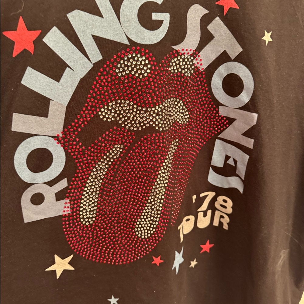 T-Shirt  Music  Glam Rock Rolling Stones Black Graphic Rhinestone. Glam and Edgy - Picture 10 of 16